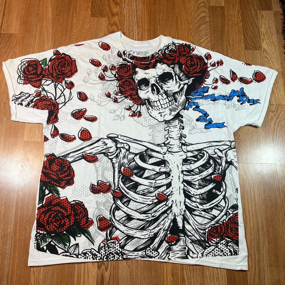 Liquid Blue Original Woodcut Greatful Dead White Mens Sz 2XL New